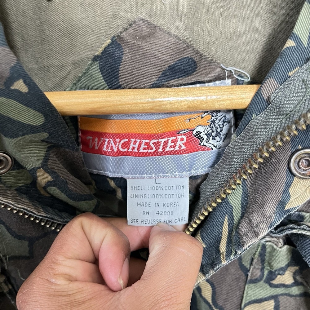 Winchester Vintage 80s Camo Detroit Chore Jacket Mens Large Hunting Field Coat - Picture 3 of 5